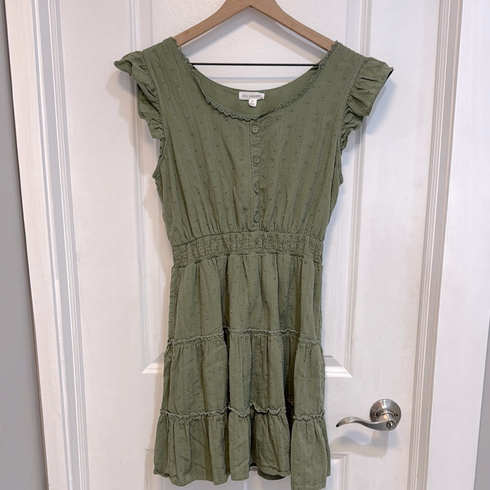 Blu Pepper Olive Lace Trim Dress